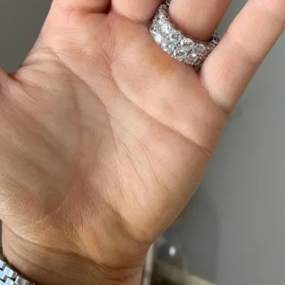 New Men’s Silver Diamond CZ Bling Ring - Picture 4 of 5